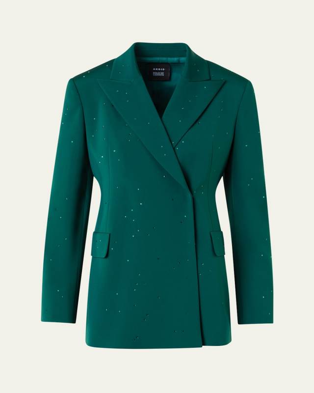 Nadine Swarovski Stars Double-Breasted Silk Crepe Jacket
